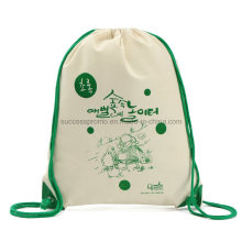 Promotional Recycled Cotton Canvas Backpack Drawstring Bag